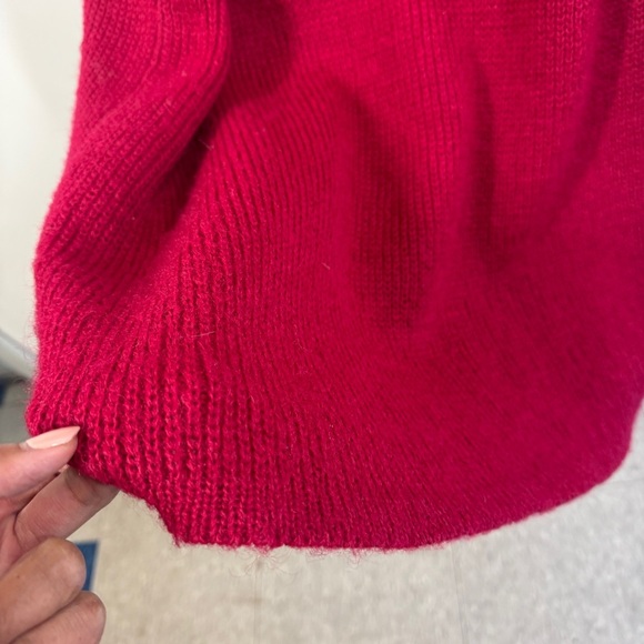 Vintage Elegant Pinkish Red Wool Mohair Blend Long Maxi Cardigan Oversized Coat - Picture 13 of 15